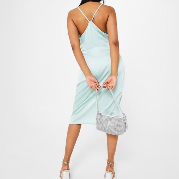 Missguided Asymmetric Cowl Neck Satin Midi Dress - Picture 2 of 9